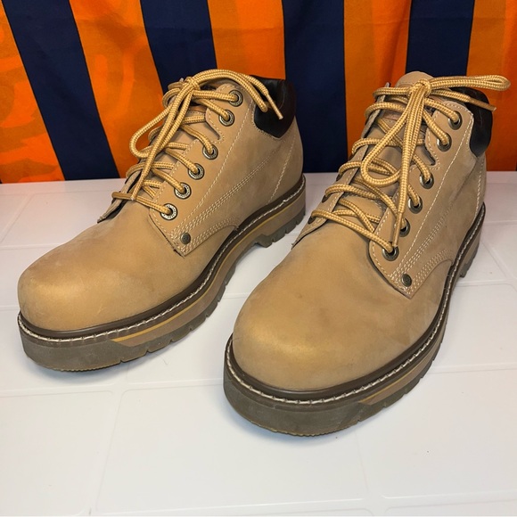 MEN'S SIZE 10 SKECHERS SHANK BROWN SUEDE ANKLE WORK HIKING BOOTS LEATHER UPPER - Picture 2 of 6